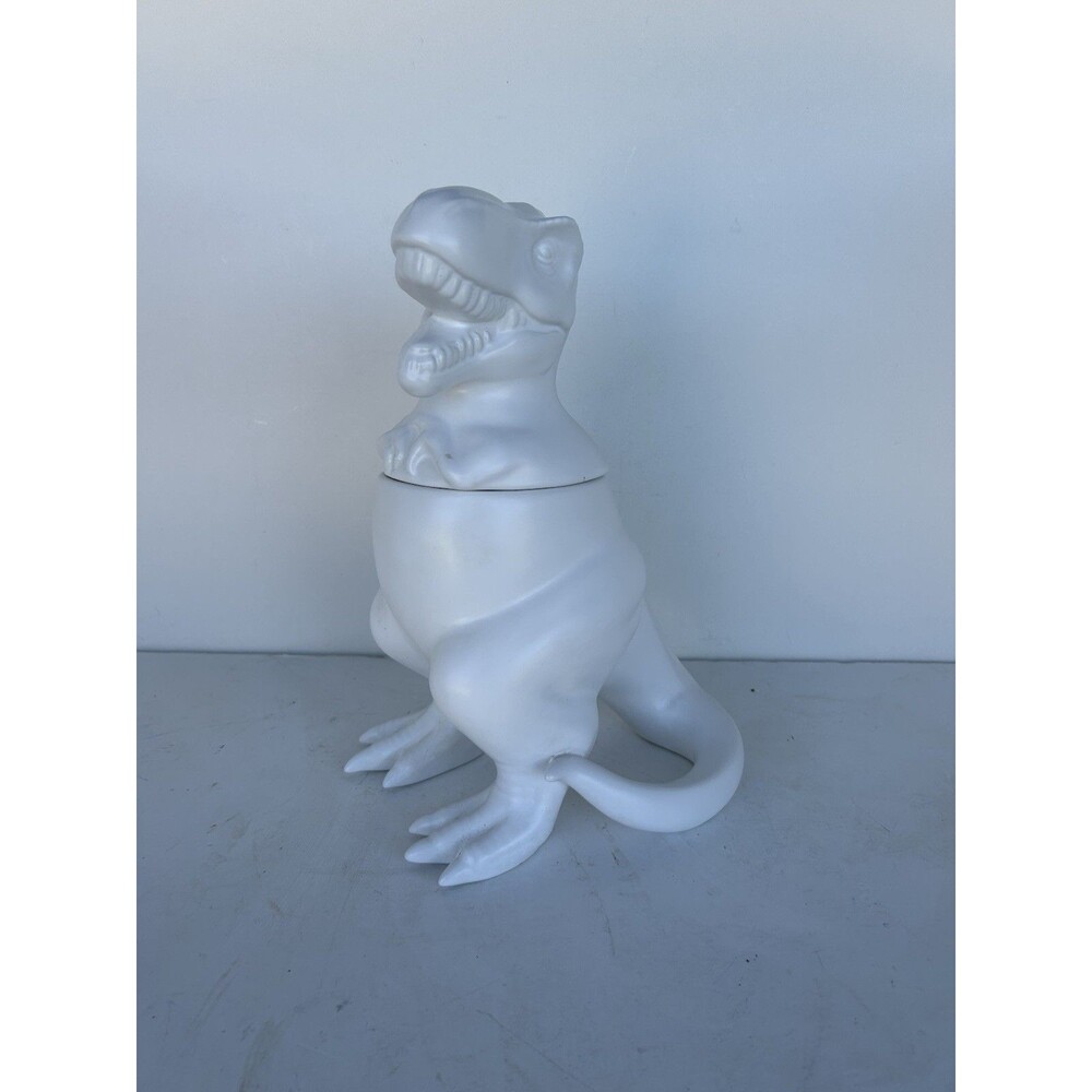 Target Threshold T-Rex Dinosaur Cookie Jar White Stoneware 2017 Retired 12”